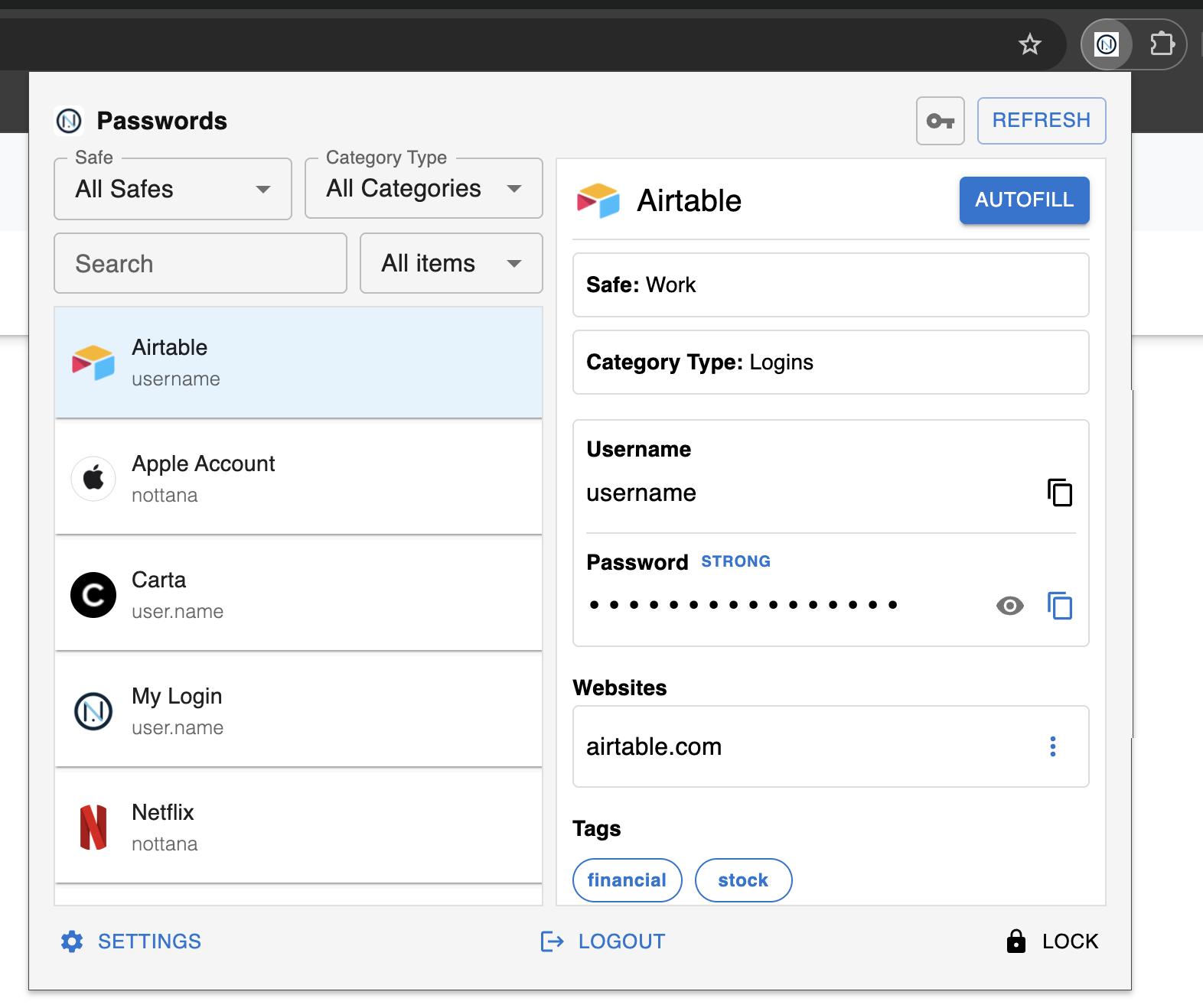 Nottana Browser Extension - Secure autofill and password management